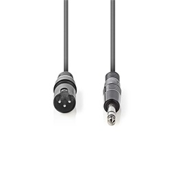 Nedis balanced/szimmetrikus félprofi audio kábel (6,35 mm jack - XLR 3 tűs, 1,5 m, sötétszürke)