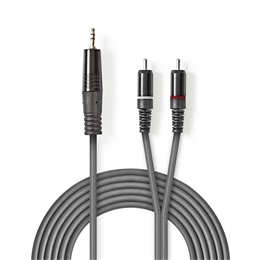 Nedis félprofi audio kábel (3,5 mm jack / 2x RCA dugó, 1,5 m, sötétszürke)
