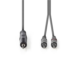 Nedis félprofi audio kábel (3,5 mm jack / 2x RCA dugó, 1,5 m, sötétszürke)