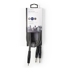Nedis félprofi audio kábel (3,5 mm sztereó dugó / 2x 6,35 mm mono dugó, 3 m, sötétszürke)