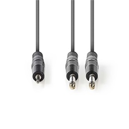 Nedis félprofi audio kábel (3,5 mm sztereó jack / 2 x 6,35 mm mono jack, 5 m, sötétszürke)