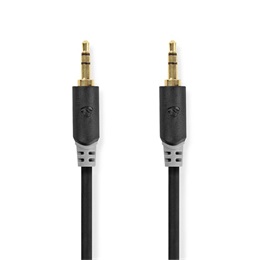 Nedis sztereó audió kábel (3,5 mm dugó / dugó, aranyozott, 1 m, antracit)