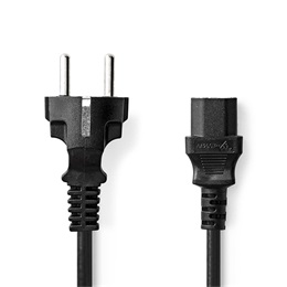 Nedis táp kábel IEC-320-C13 (IEC-320-C13 / dugó, 2 m, 3 x 0,75 mm2, nikkelezett, fekete)