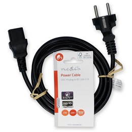 Nedis táp kábel IEC-320-C13 (IEC-320-C13 / dugó, 2 m, 3 x 0,75 mm2, nikkelezett, fekete)