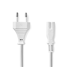 Nedis tápkábel IEC-320-C7 (2 x 0,75 mm, 2 m, fehér)