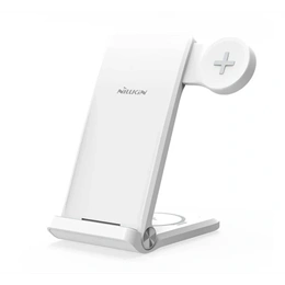 Nillkin Powertrio asztali töltőállvány 3in1 (15w, wireless, Samsung Watch töltő, fehér)
