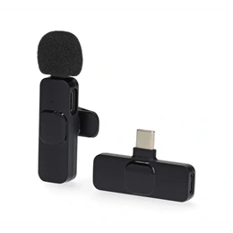 PULUZ bluetooth mikrofon 2db (lightning, lavalier csíptethető, zajszűrő, töltőtok, fekete)