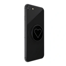 PopSockets telefontartó (készülékre ragasztható, többfunkciós, szív, fekete, prémium minőség)