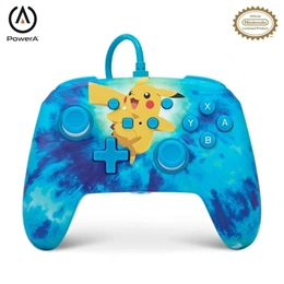 PowerA Enhanced Nintendo Switch kontroller (vezetékes, 3 m USB kábel, 3,5 mm jack, két újrakiosztható gomb, Tie Dye Pika