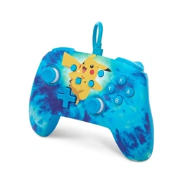 PowerA Enhanced Nintendo Switch kontroller (vezetékes, 3 m USB kábel, 3,5 mm jack, két újrakiosztható gomb, Tie Dye Pika