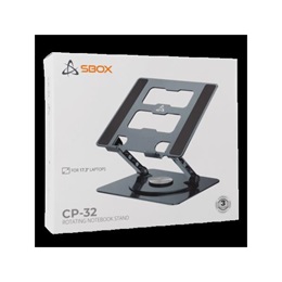 SBOX CP-32 asztali notebook állvány (10"-17", 360° forgatható, 5 kg, alumínium, szilikon, szürke)