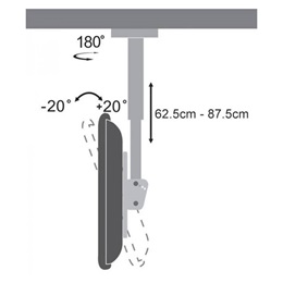 SBOX CPLB-28S mennyezeti fali konzol (23"-43", VESA 75x75-200x200, max 30 kg, dönthető, forgatható, fekete)