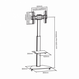 SBOX FS-500 gurulós konferencia állvány (37"-70", VESA 200x200-600x400, max 40 kg, ezüst/fekete)