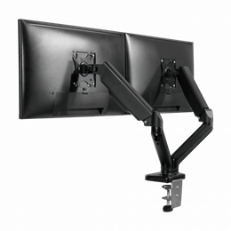 SBOX LCD-S024 dupla asztali monitor tartó konzol (13"-27", VESA 75x75/100x100, max. 6 kg, dönthető, forgatható, fekete)