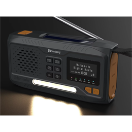 Sandberg Survivor All-in-1 rádió bluetooth (v5.0, 4500mah belső akku, 3w hangszóró, DAB+/FM, napelemes, kézi dinamó)