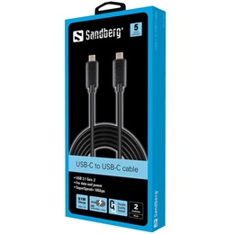 Sandberg USB-C adat- és töltőkábel (C dugó / C dugó, 2 m, 65W, USB 3.1 Gen.2)