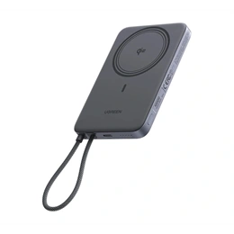 Ugreen PB570 vésztöltő (10000 mAh, 30W, PD 3.0, Qi2, mágneses, fix Type-C kábel, sötétszürke)