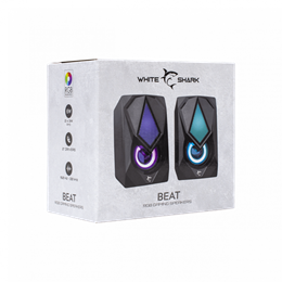 White Shark Beat RGB vezetékes hangszóró (2.0, 6 W, RGB, 3,5 mm jack, USB táp, fekete)
