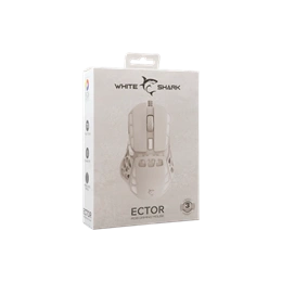 White Shark ECTOR-W GM-5016W gamer egér (vezetékes, optikai, 7 gombos, 7.200 DPI, RGB, fehér)