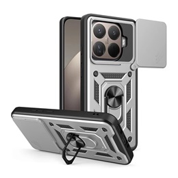 Xiaomi 15T Pro Defender szilikon telefonvédő (ütésállóság, tartógyűrű, kameravédő) EZÜST