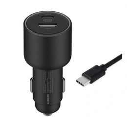 Xiaomi Mi autós töltő USB+type-c aljzat (67w, gyorstöltő, type-c kábel, fekete)