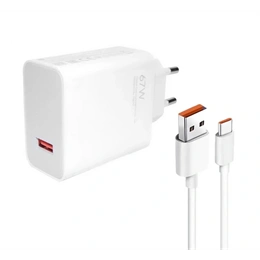 Xiaomi hálózati töltő USB aljzat (67W, QC gyorstöltés, Type-C kábel, fehér)