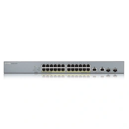 ZYXEL GS1350-26HP 24-port Gigabit rack switch (menedzselhető, 24x PoE, 2x Gigabit kombó SFP, 375W PoE)