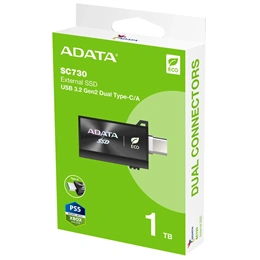 1 TB ADATA SC730 SSD (külső, USB 3.2, Type-A+Type-C, fekete)