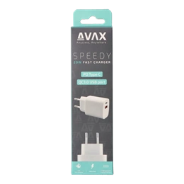 AVAX CH320 Speedy hálózati fali töltő USB + Type-C (20W, gyorstöltő, USB Type-A, USB Type-C, fehér)