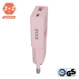 Avax CH641P Nano Slim fali töltő USB-C+USB-A aljzat (30w, gan, pd3.0, qc3.0, ultravékony, rózsaszín)