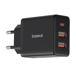 Baseus Cube hálózati töltő (30w, 1×USB Type-C, 2×USB Type-A, GaN, PD3.0, PPS, QC3.0, fekete)