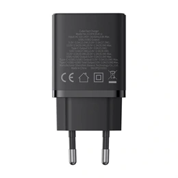 Baseus Cube hálózati töltő (30w, 1×USB Type-C, 2×USB Type-A, GaN, PD3.0, PPS, QC3.0, fekete)