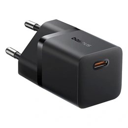 Baseus GaN5 Mini hálózati gyorstöltő (25W, 1×USB Type-C, GaN, PD gyorstöltő, fekete)