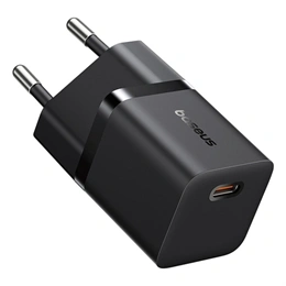 Baseus GaN5 Mini hálózati gyorstöltő (25W, 1×USB Type-C, GaN, PD gyorstöltő, fekete)