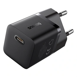 Baseus GaN5 Mini hálózati gyorstöltő (25W, 1×USB Type-C, GaN, PD gyorstöltő, fekete)