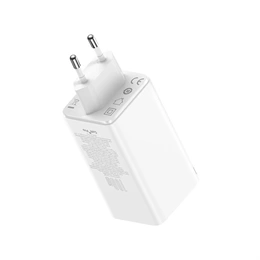Baseus GaN6 Pro hálózati gyorstöltő (100W, GaN, 2×USB Type-C, 2×USB Type-A, 100W USB Type-C kábel 1m, fehér)