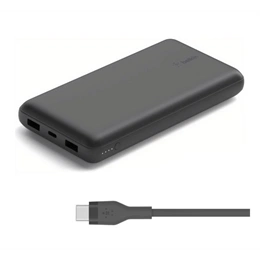 Belkin Boost Charge vésztöltő 2 USB+Type-C aljzat (20000mAh, 15w, gyorstöltő, Type-C kábel, fekete)