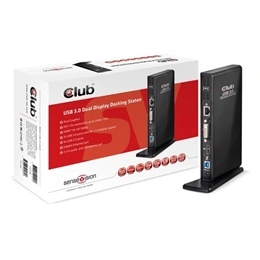 Club3D CSV-3242HD USB Gen1 dupla kijelzős dokkoló (HDMI, DVI-I, 4×USB2.0, 2×USB Gen1 Type-A, USB Type-B bemenet)