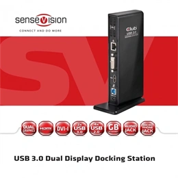 Club3D CSV-3242HD USB Gen1 dupla kijelzős dokkoló (HDMI, DVI-I, 4×USB2.0, 2×USB Gen1 Type-A, USB Type-B bemenet)