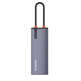 ColorWay CW-HUB03 USB-C dokkoló 6 az 1-ben (USB-C PD 100W, 3x USB 3.0, 1x USB 2.0, RJ45 Gigabit, sötétszürke)