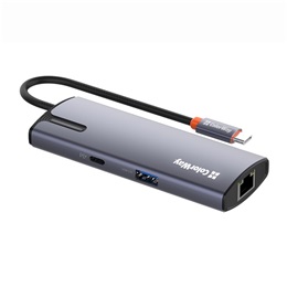 ColorWay CW-HUB03 USB-C dokkoló 6 az 1-ben (USB-C PD 100W, 3x USB 3.0, 1x USB 2.0, RJ45 Gigabit, sötétszürke)
