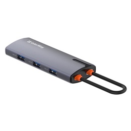 ColorWay CW-HUB03 USB-C dokkoló 6 az 1-ben (USB-C PD 100W, 3x USB 3.0, 1x USB 2.0, RJ45 Gigabit, sötétszürke)
