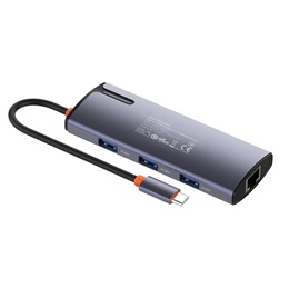 ColorWay CW-HUB03 USB-C dokkoló 6 az 1-ben (USB-C PD 100W, 3x USB 3.0, 1x USB 2.0, RJ45 Gigabit, sötétszürke)