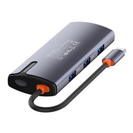 ColorWay CW-HUB03 USB-C dokkoló 6 az 1-ben (USB-C PD 100W, 3x USB 3.0, 1x USB 2.0, RJ45 Gigabit, sötétszürke)
