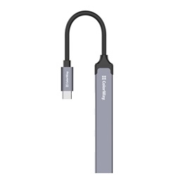 ColorWay USB-C elosztó CW-HUB04 (1x USB A 3.0, 3x USB A 2.0, USB-C bemenet, 0,12 m kábel, sötétszürke)
