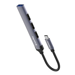 ColorWay USB-C elosztó CW-HUB04 (1x USB A 3.0, 3x USB A 2.0, USB-C bemenet, 0,12 m kábel, sötétszürke)