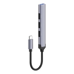 ColorWay USB-C elosztó CW-HUB04 (1x USB A 3.0, 3x USB A 2.0, USB-C bemenet, 0,12 m kábel, sötétszürke)