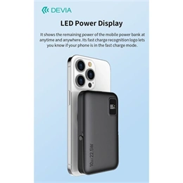 Devia Extreme Speed Magnetic PD powerbank 10000mah li-polimer (Type-C, Lightning, 22,5W PD, MagSafe, állvány, szürke)