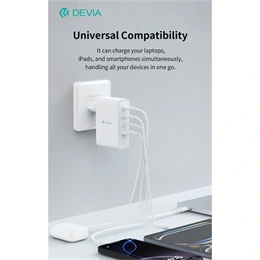 Devia Extreme Speed Series RCE-10001 hálózati adapter (USB-A + 3x USB-C, PD, 100W, GaN, fehér)