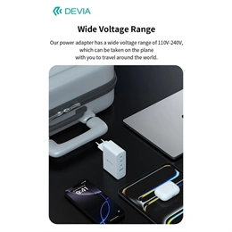 Devia Extreme Speed Series RCE-10001 hálózati adapter (USB-A + 3x USB-C, PD, 100W, GaN, fehér)